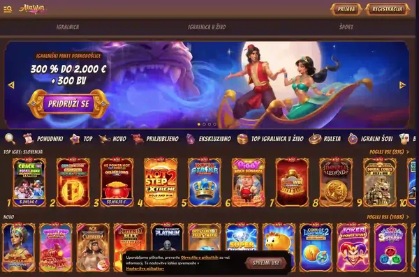 Alawin Casino homepage