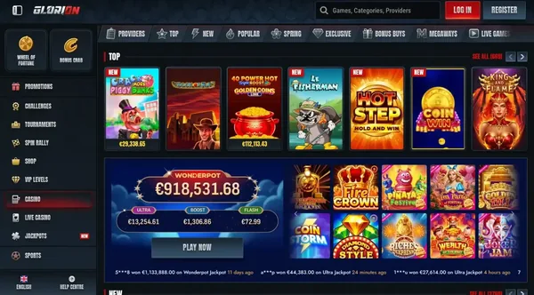 Glorion Casino homepage